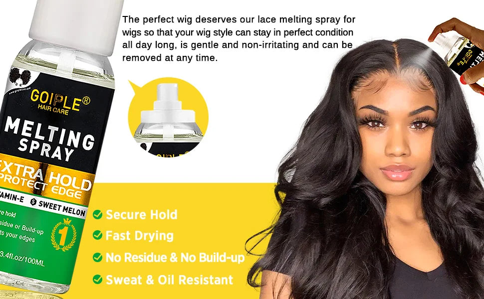 GOIPLE Waterproof Lace Glue Kit Melting Spray Holding Spray Wig Adhesive Remover HD Wig Caps for Natural Hairline Install