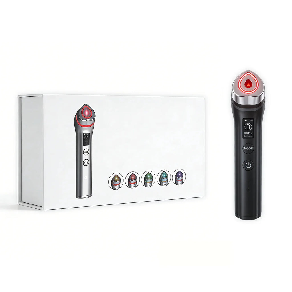 5 Color Portable LED Facial Beauty Device EMS Microcurrent Lifting Face Neck therapy Wand LED Vibration Massager Skin Tool