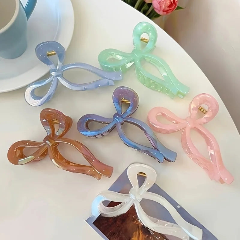 New Elegant Ribbon Bow Hair Clip for Women Large Anti Slip Ponytail Bowknot Claw Clip Barrettes Hairpins Crab Hair Accessories