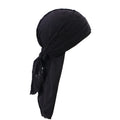 New Punk Style Cotton Durag Headband Elastic Knit Fabric Long Tail Pirate Cap for Men Cycling Head Scarf