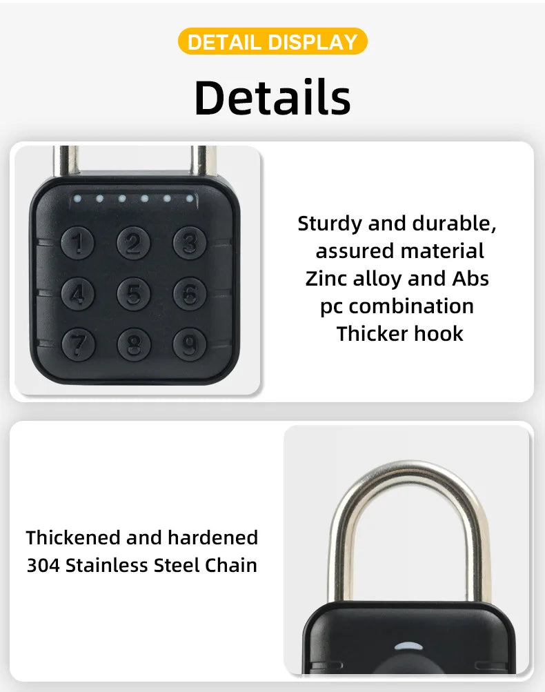 IP67 Waterproof Fingerprint Door Lock Button Cabinet Lock Gym Wardrobe Door Tuya Smart Password Padlock Electronic Door Lock