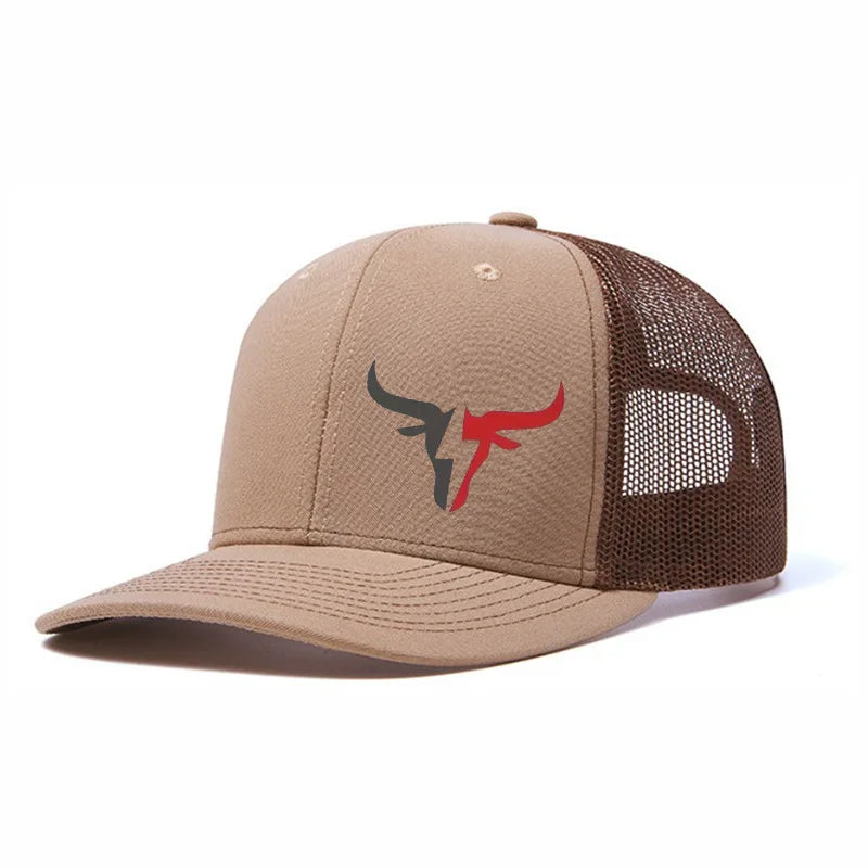 Breathable Adjustable Bull Head Print Baseball Cap - Lightweight Sun Hat for Outdoor Sports, Mesh Design，Perfect for Casual Wear