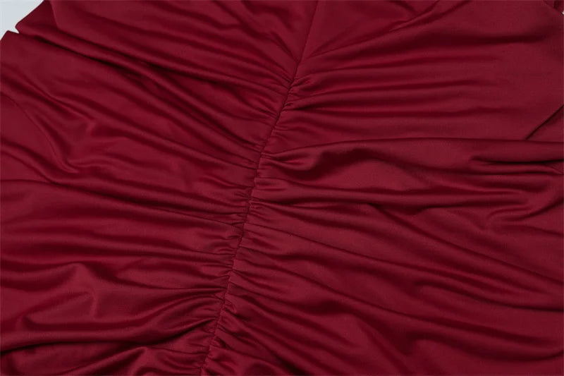 Mozision Halter Ruched Sleeveless Sexy Maxi Dress Women Gown Fashion Slim High Waist Evening Club Party Split Long Dress