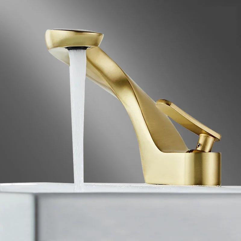 Luxury Bathroom Faucet Curve Single Handle Wash Basin Sink Faucet Hot And Cold Water Sink Mixer Tap Brass Deck Mounted Torneira
