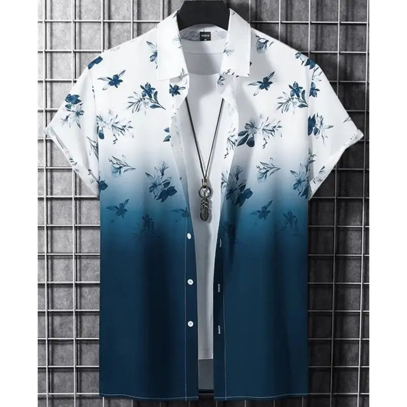 2026 Hawaiian Men'S Shirt 3d Gradient Printing Loose Oversized Shirts and Blouses High-Quality Clothing Beach Party Sweatshirts