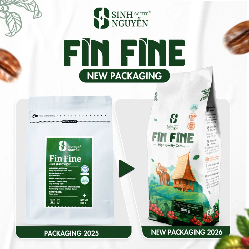 Sinh Nguyen FIN FINE Premium Robusta High Quality Coffee Beans Vietnam Medium Roast Sweet Taste Bulk Wholesale OEM Supply Bag 12