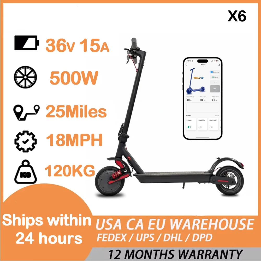 Smart 500W Electric Scooter Foldable E-Scooter Rear Motor up to 18 MPH Long Range 15 Miles Controlled Commuting Adults Scooter