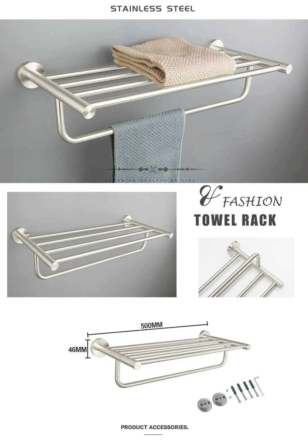 Brushed Nickel Wall Mount Stainless Steel Bathroom Hardware Set Towel Bar Towel Ring Paper Holder Robe Hook Bathroom Accessories