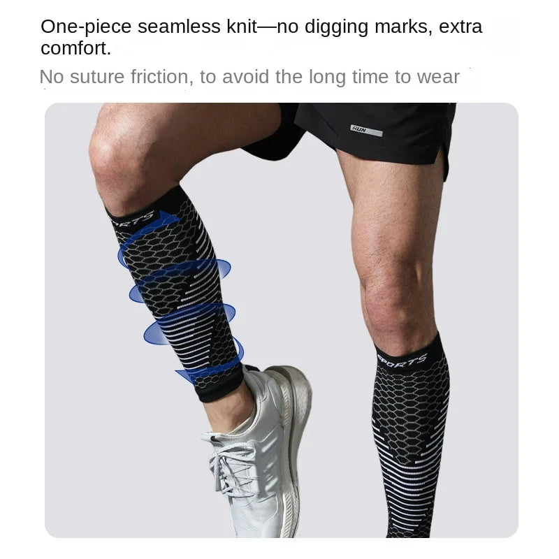 Sports Calf Compression Leg Sleeves for Running, Elastic Anti-Fatigue Shin Guards for Men Women Breathable Athletic Leg Support