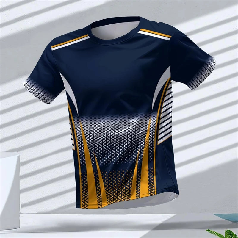 Geometric Graphic 3D Printed Sports T Shirts Summer Casual Running Table Tennis T-shirts Trendy Streetwear Mens Tees Fashion