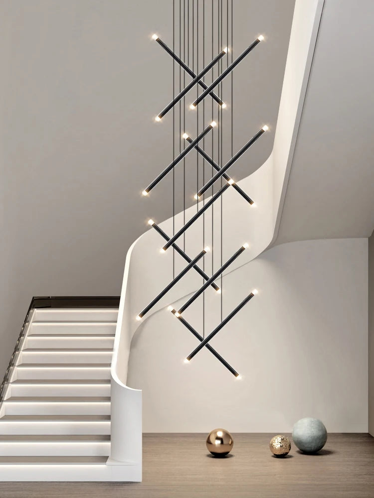 Modern Chandelier Luster Lights For Stair Hall Dining Living Room Duplex Building Indoor Lighting Fixture Staircase Chandelier
