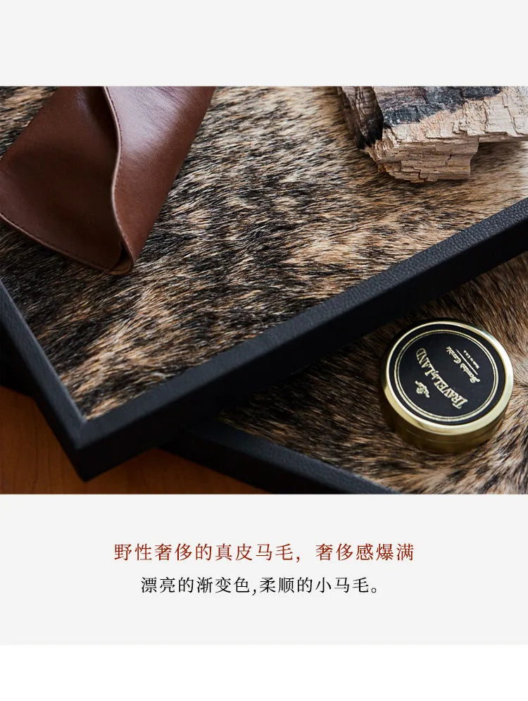 Medieval Horsehair Wooden Trays Light Luxury High Aromatherapy Entrance Trays Jewelry Exquisite Home Accessories Dienblad XYTP40