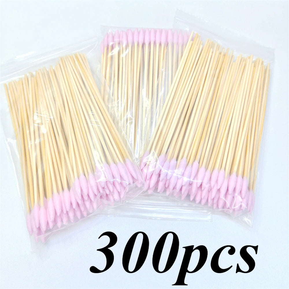 100/300Pcs 6 Inch Long Cotton Swabs with Wooden Handles, Cotton Tipped Applicator for Cleaning, Cotton Sticks Oil Makeup
