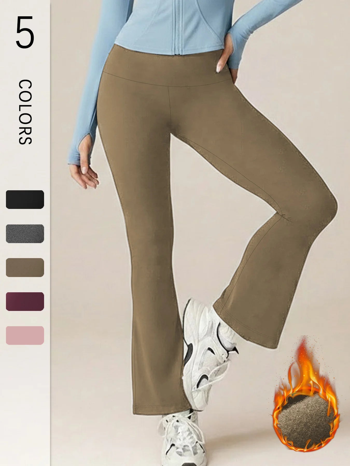 High Waisted Fleece lining Flare Leggings for Women - Super Soft Pants with Tummy Control, Perfect for Yoga Practice
