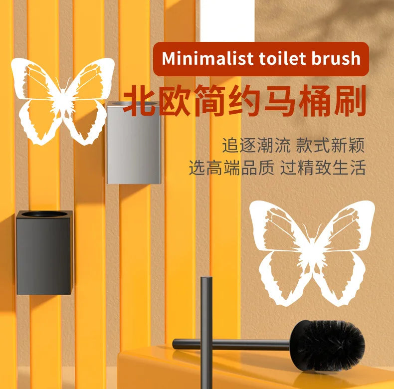 Toilet Brush Holder Wall Mounted Bathroom Cleaning Brush Toilet Brushes For Cleaning Storage Space Aluminum
