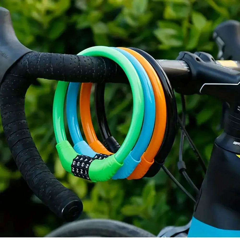 4 Digital Code Anti-Theft Bicycle Cable Lock Stainless Steel Security Locks Portable Combination Code Padlock