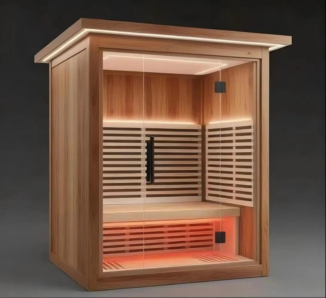 Design Solid Wood Electric Sauna Room Outdoor Smart Dry Steam for 2-6 People Control Panel Heating 5-Year Warranty Customized