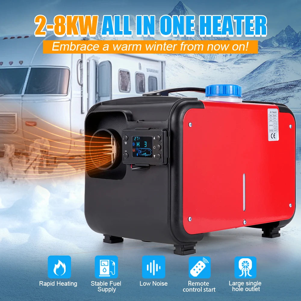 Car Diesel Heater 12V/24V/220V Air Parking Heater 8KW Diesel Heating Low Noise Heater For Truck Bus RV Trailer Boat