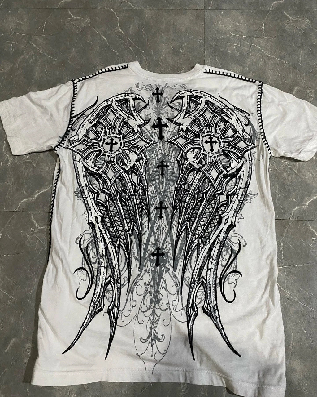 Summer Double-Sided Printed T-Shirt Mens American Hip-Hop High Street Fashion Baggy Short-Sleeved Unisex Street Style Tee
