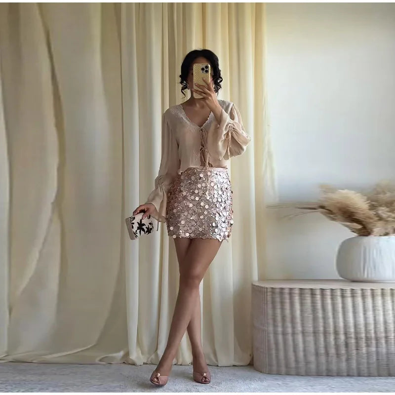 Fish Scale Sequins Strapless Bodycon Dress Women Elegant Shining Sleeveless Slim Mini Dresses 2026 Summer Party Vacation Gowns