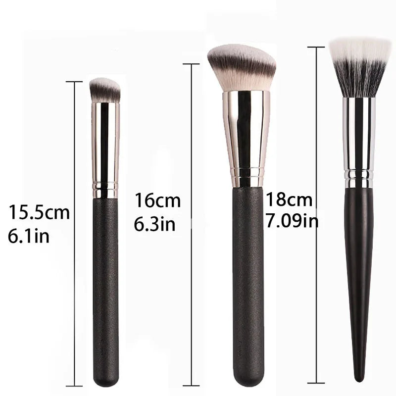 3 PCS Makeup Brushes Set Includes Foundation Brush, Flawless Concealer Brush, Powder Brush