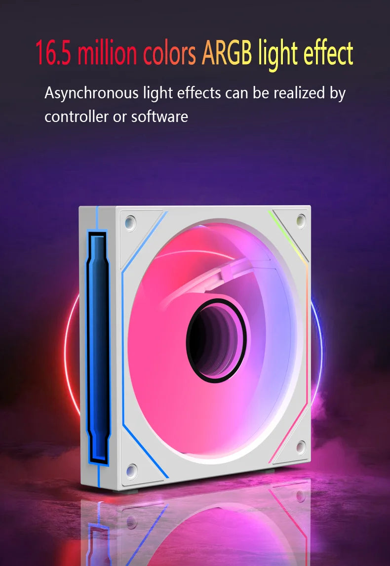 PC Case Fan 120mm ARGB Mirror Cycling Lighting Effect CPU Cooling Fan 4-Pin PWM 58.36CFM Fan for Computer Water Cooling