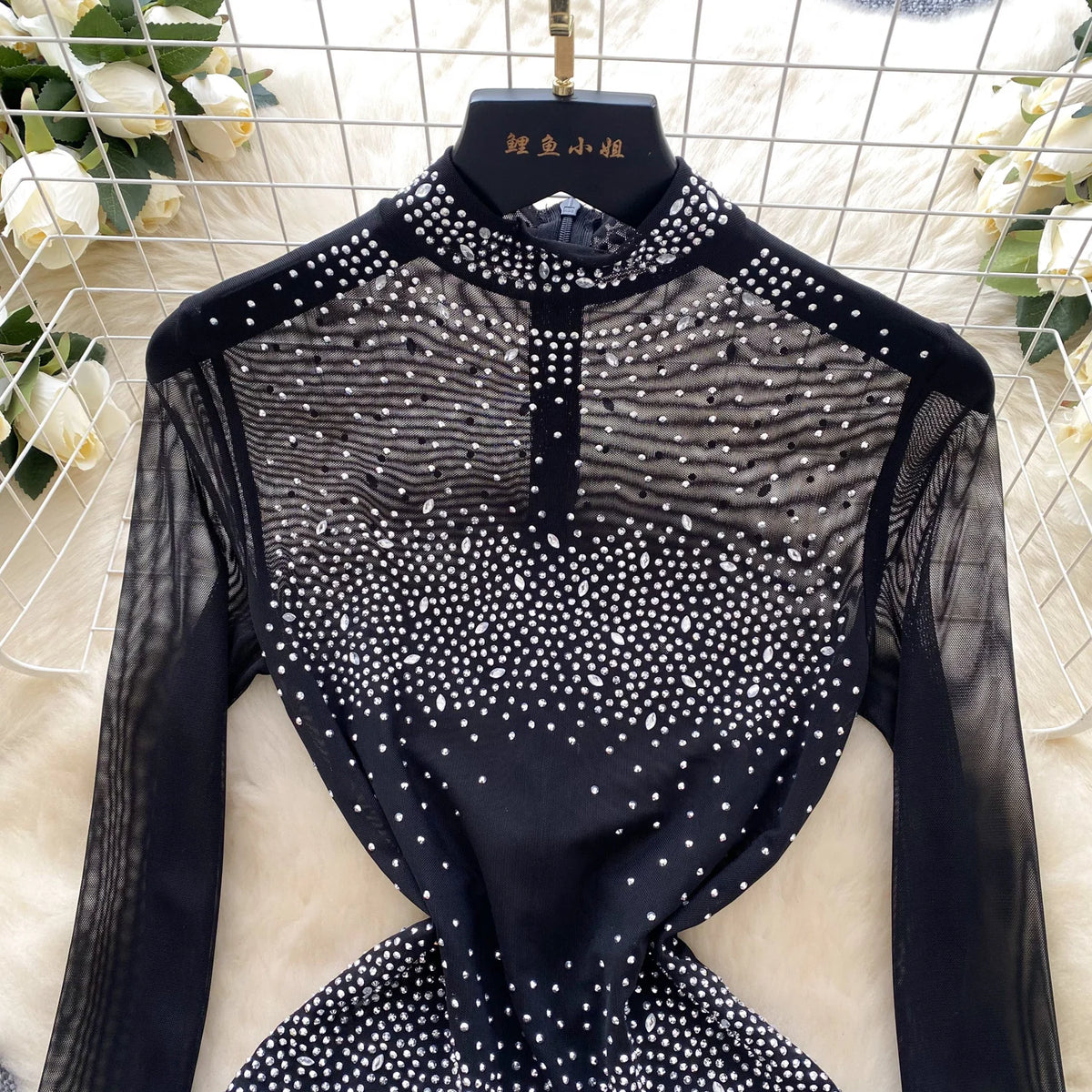 SINGREINY Summer Thin Sheer Sexy Bodysuit Long Sleeve Zipper With Shorts Design Rompers Beadings Streetwear Women Mesh Playsuits