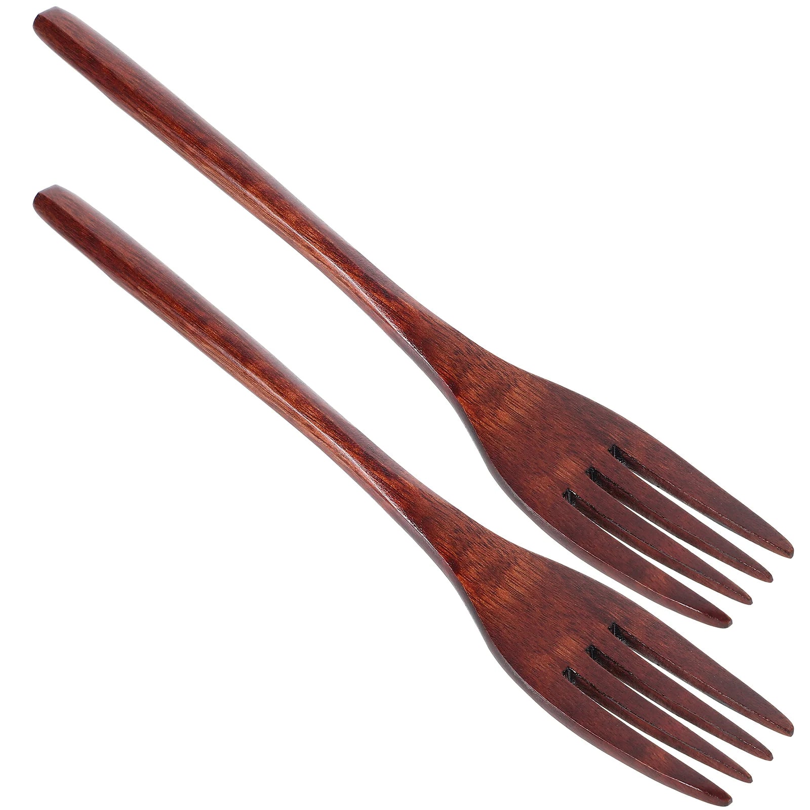 2pcs Long Handle Wooden Fork Kitchen Gadgets Tableware Natural Forks Set Eco Friendly Mixing Fork Cooking Wood Fork Cookware