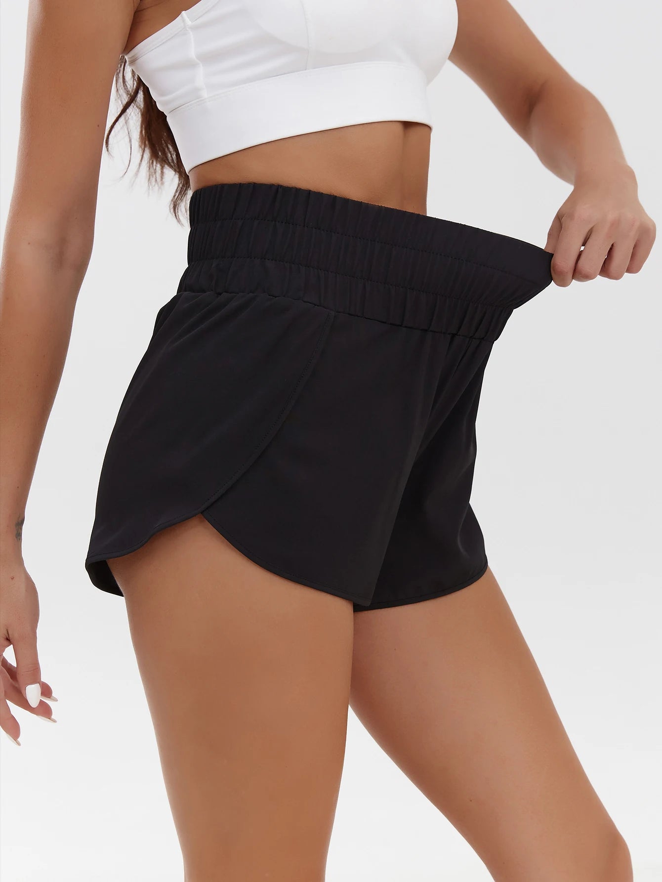 2025 New European and American Women's Shorts High Waist Elastic Loose Quick-drying Sports Casual Shorts Breathable Pants