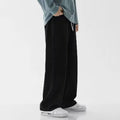 2025 New Korean Men's Casual Long Jeans Classic Man Straight Denim Wide-leg Pants Solid Color Light Blue Grey Black ﻿