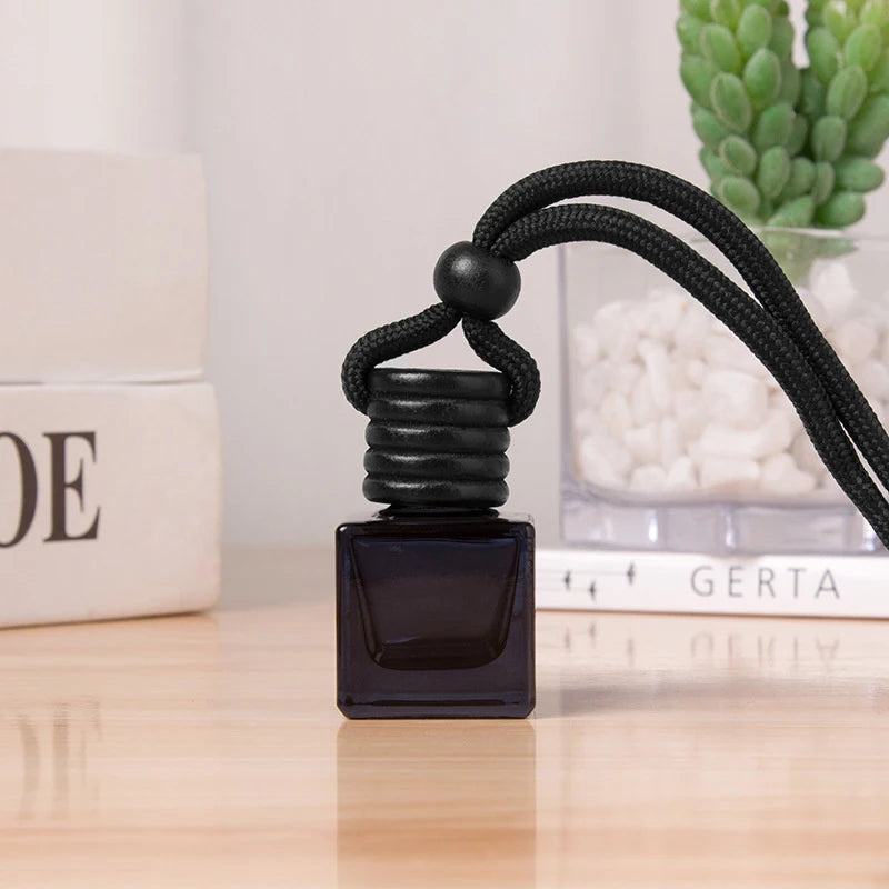 New 1Pc Black Cap Dyed Square Cap Empty Bottle Car Essential Oil Diffuser Fragrance Air Freshener Scent Perfume Bottle Ornament