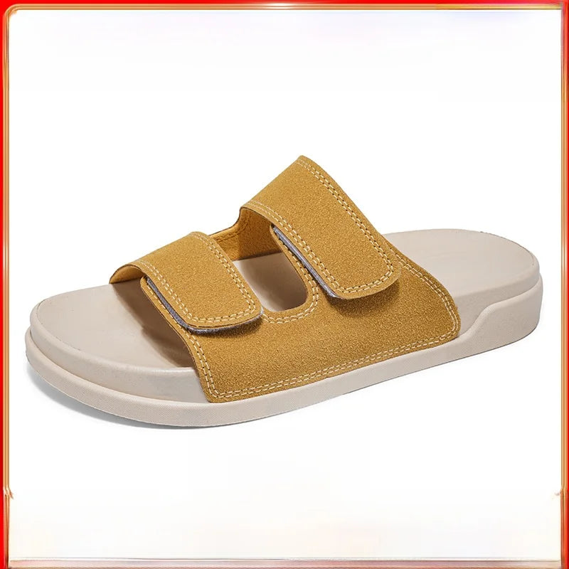 Birkent Men's Sandals Summer 2026 Outdoor Sports Beach Flat Slippers Thick Bottom Anti-slip Wear-resistant Casual Slip-ons