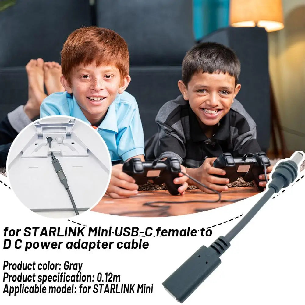 For Starlink Mini USBC Female To DC Power Adapter 12cm Waterproof Cable DC Plug For Starlink Mini For Outdoor Use Safe High Qual