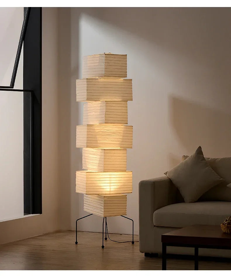 Akari Noguchi Lamp Yong Floor Lamp Japanese Designer LED Rice Paper Lantern Bedside Study Hotel Art Decor Standing Lamp