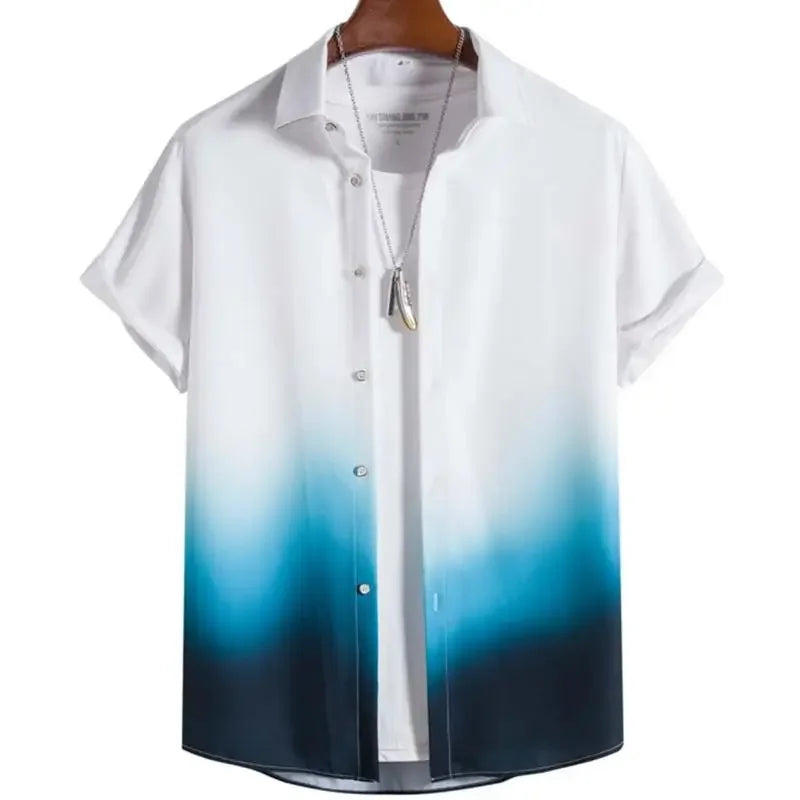 2026 Hawaiian Men'S Shirt 3d Gradient Printing Loose Oversized Shirts and Blouses High-Quality Clothing Beach Party Sweatshirts