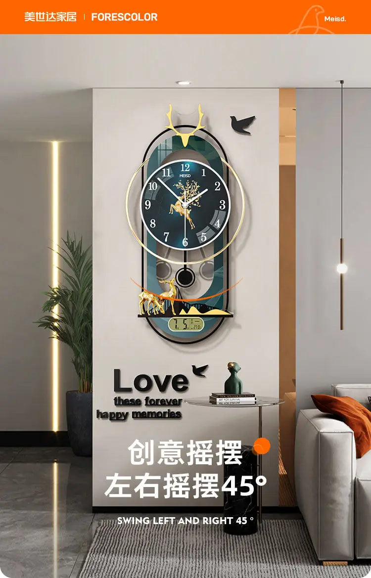 Luxury Wall Clock Living Room Modern Luxury Timepiece Creative Home Clock Wall Lamp Reloj Digital Pared Home Decoration Unusual