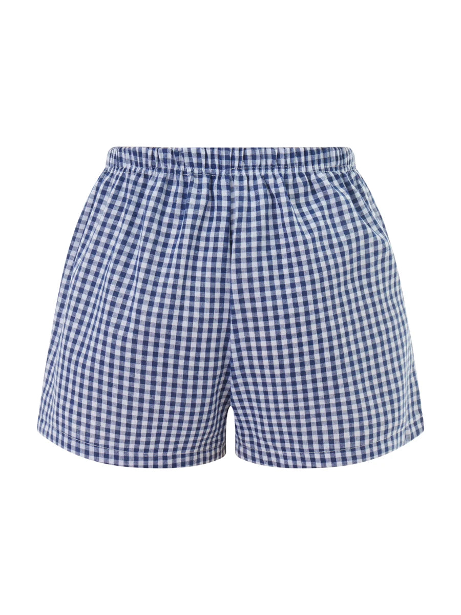 hirigin Women Y2k Gingham Boxer Shorts Stripes Button Elastic Waist Boxers Cute Mini Bloomers Plaid Loose Fit Boy Shorts