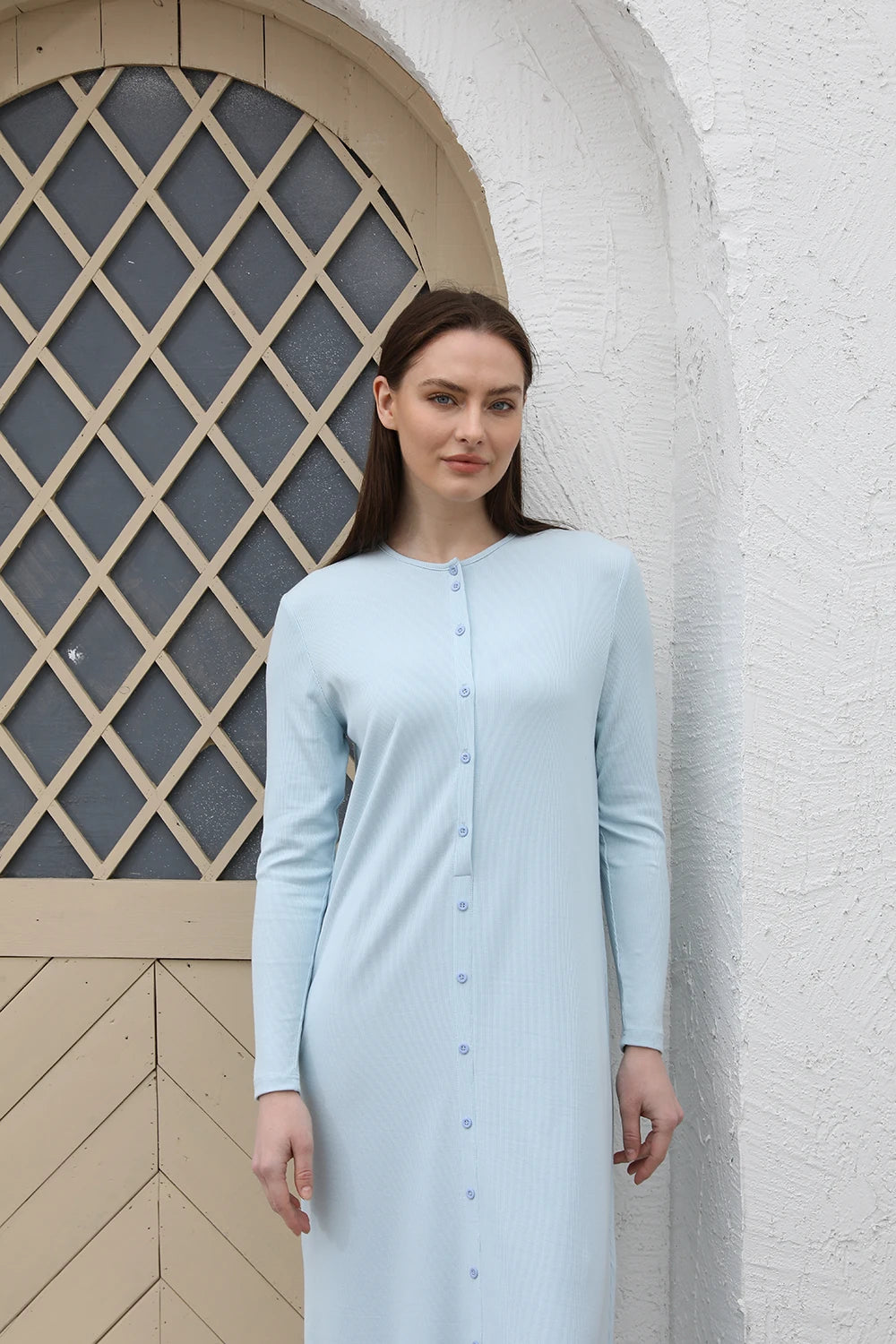 AP SS26 Women Rib Maxi Dress Comfortable Long Sleeve Lady Clothing Elegant