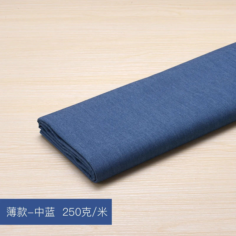 Washed Denim Jeans Fabric Cotton By The Meter for Needlework Dress Skirt Shirt Jacket Pants Diy Sewing Wearable Soft Cloth Blue