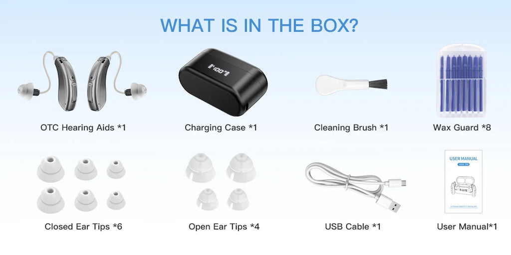 Banglijian OTC Hearing Aid, Bluetooth & App, Large Charging Case, Smart Noise Cancelling for Seniors & Hearing Impaired