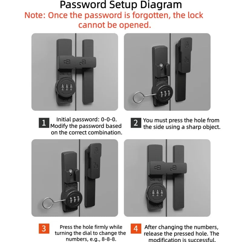 Password Door Lock and Deadbolt, 180 Degree Sliding French Barn Door Lock with 3 Digit Combination Lock, Keyless Cabinet
