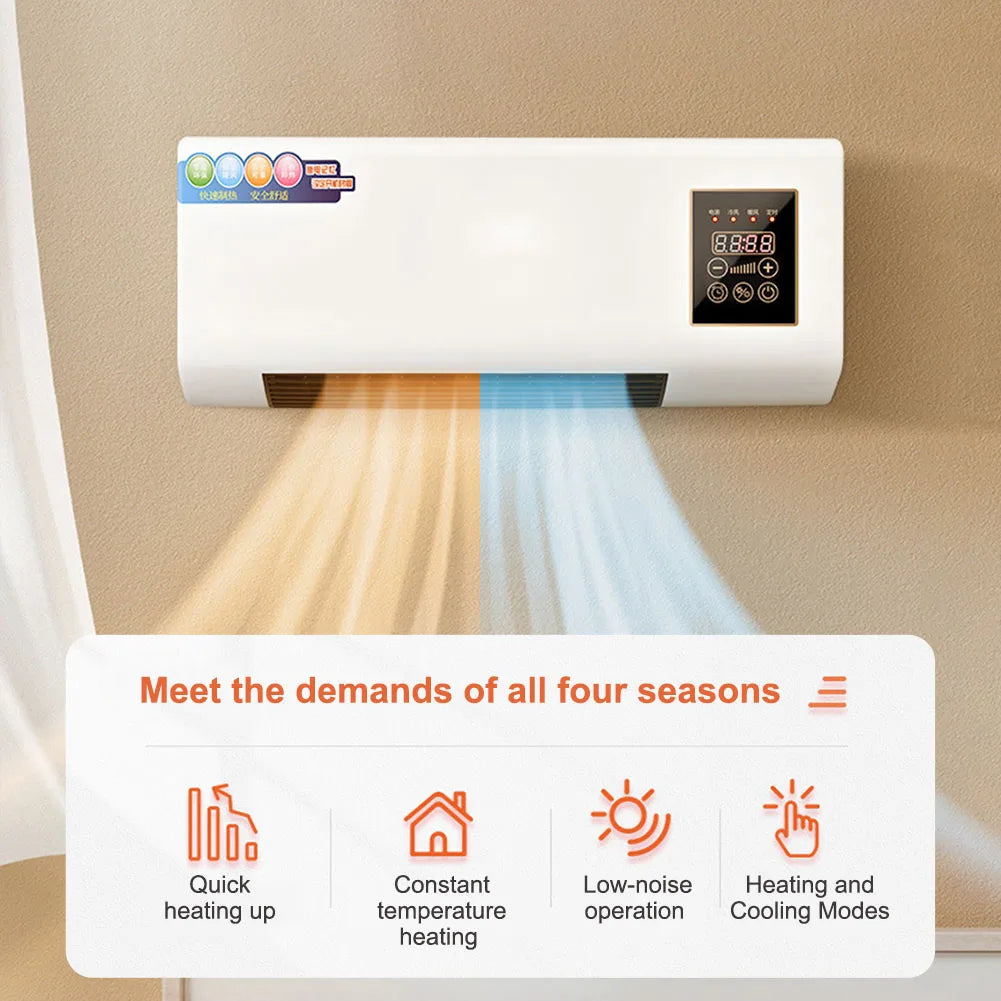 2 in 1 Portable Air Conditioner Heater Wall Mounted Ductless Cooling Heating Fan No Outdoor Unit Mini AC for Home Room RV