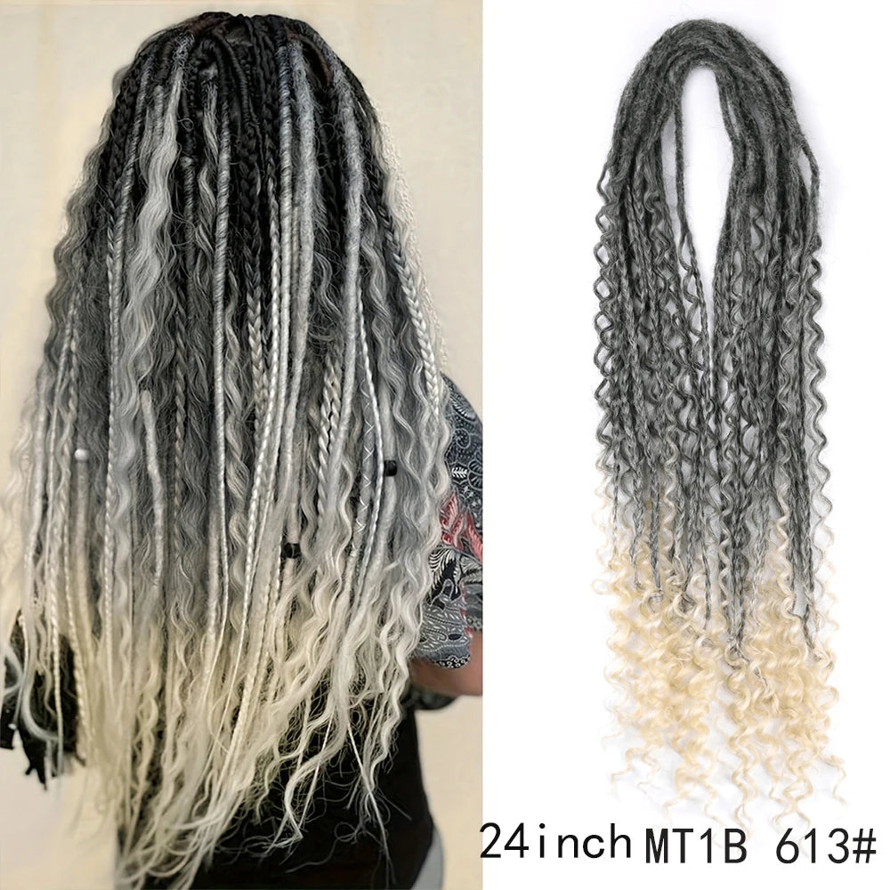 Dreadlock Extensions Handmade Crochet Hair Synthetic 24 36 Inches Dread Extension Crochet Braids For Women Dreadlocks Hair