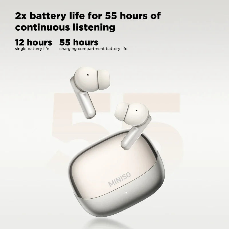 MINISO MS106 Bluetooth V6.0 Earphones TWS In-Ear Wireless Headphones AI Translator Earbuds Comfortable Ultra-light Earbuds