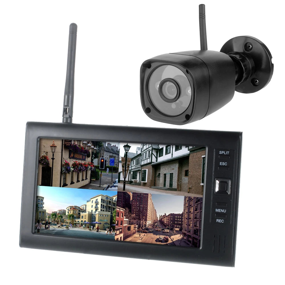 Wireless Surveillance  2.4G  4CH  Security CCTV 720P Camera System Baby Monitor with Infrared Night Vision Present 8G TF Cards