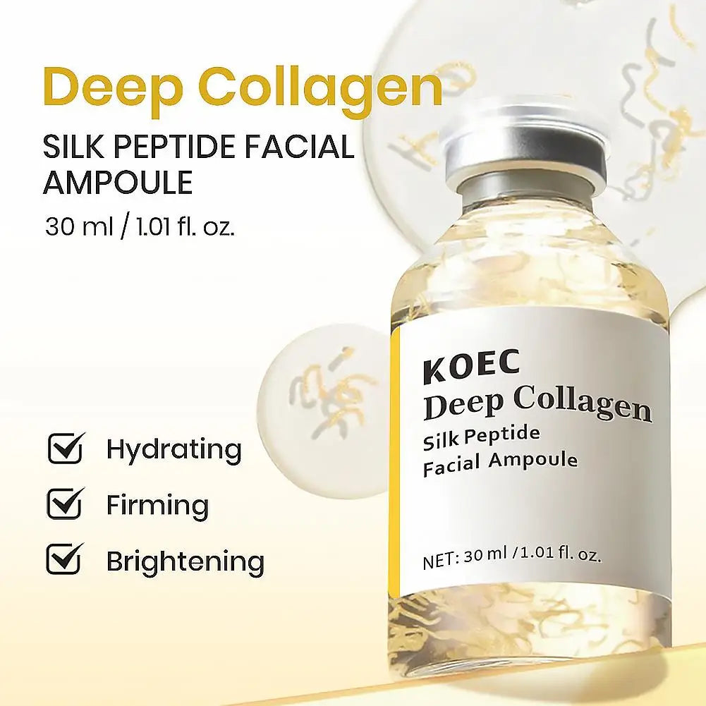 30ml Deep Collagen Silk Peptide Ampoule PDRN Firming Face Serum,Hydrating K-Beauty Essence for Elastic Glowing Skin Care 30/50ml