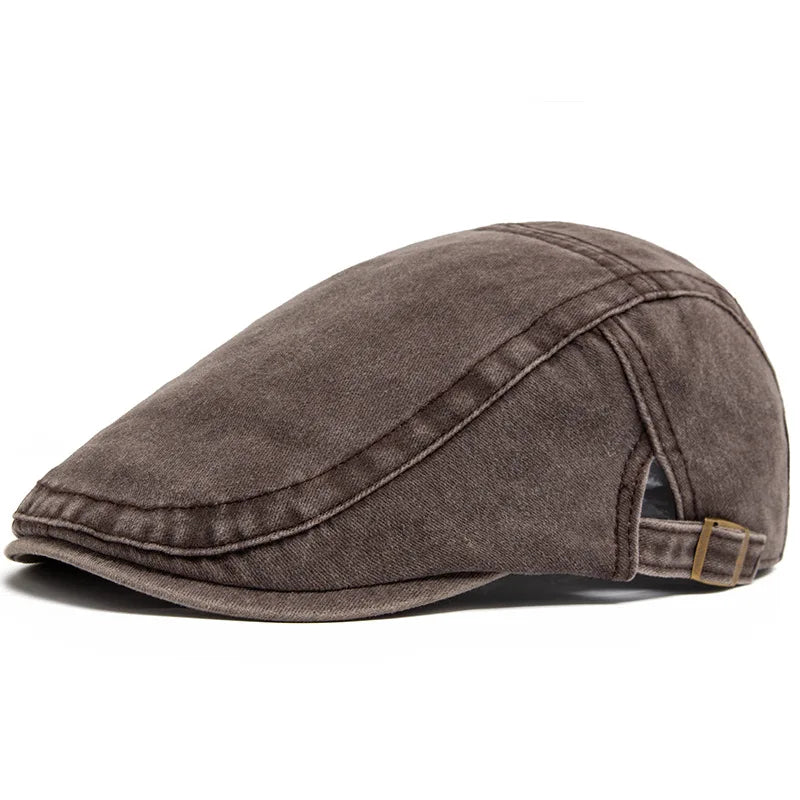 Spring Summer Watered Denim American Casual Retro Beret  Washed Old Street Forward Hat British Painter Newsboy Cap Visor