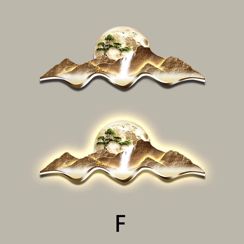Modern LED Light Luxury Living Room High-grade Atmosphere Landscape Wall Lamp Painting Sofa Background Wall Lamp Painting