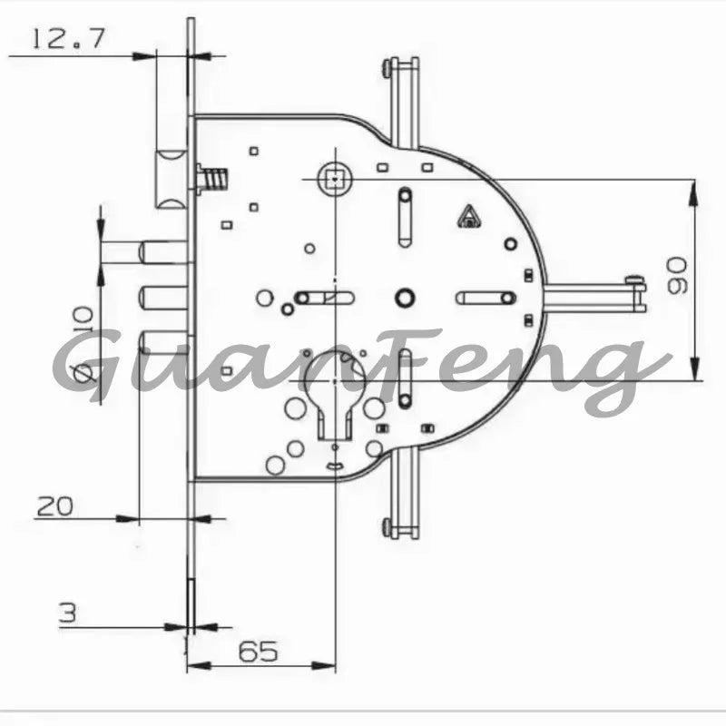 Smart Automatic Israeli 6590 Mortise Lock Body Round Head Square Bolt Replacement for Old Security Door Fingerprint Lock