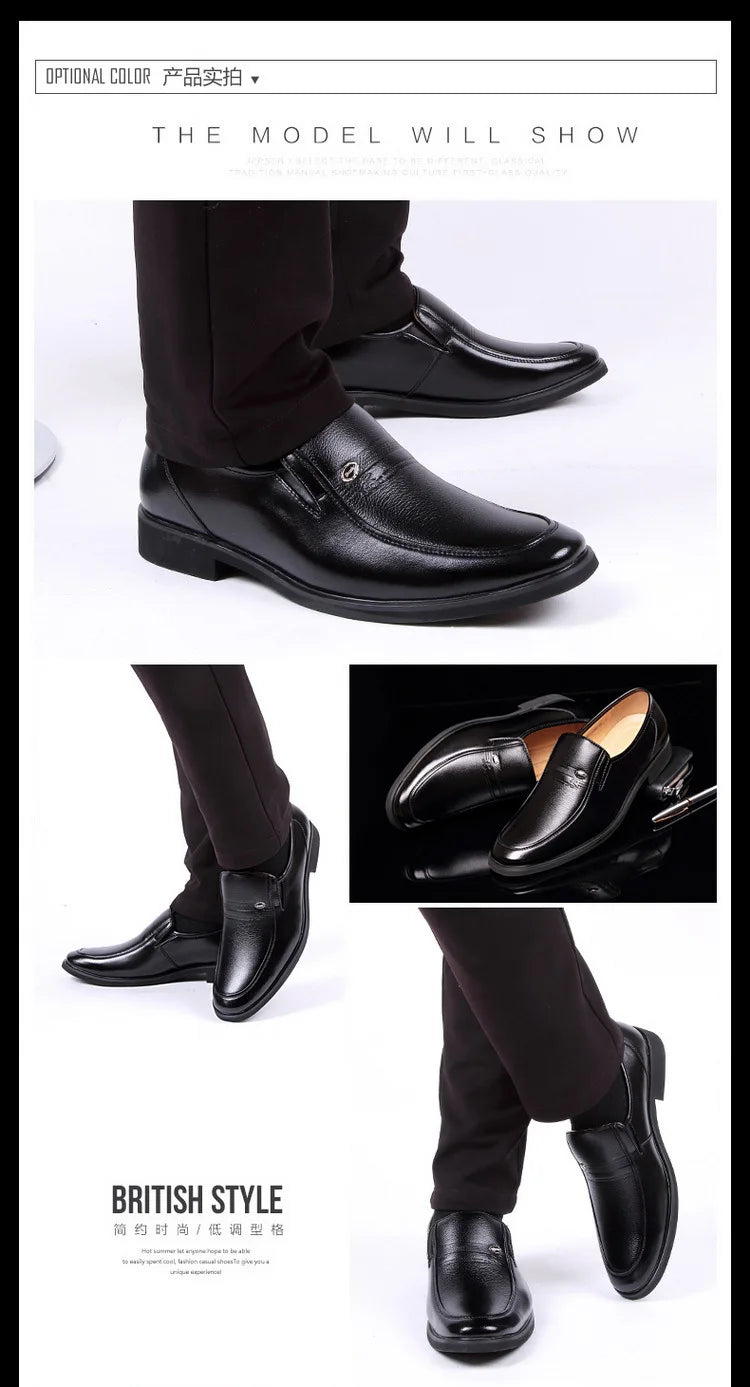 Leather Men Formal Shoes Luxury Brand 2026 Men's Loafers Dress Moccasins Breathable Slip on Black Driving Shoes Plus Size 38-44